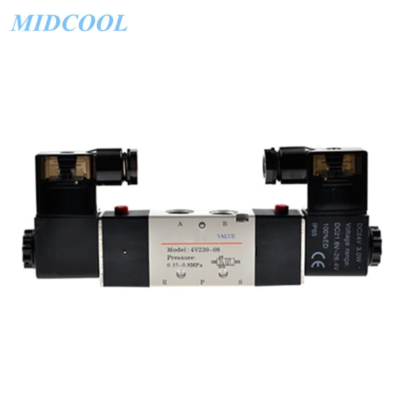 Solenoid Valve 4V200 Series (5/2 ,5/3 way) 4V210 4V220 4V230 220V 110V 24V 12V Terminal/Grommet type Single / Double solenoid