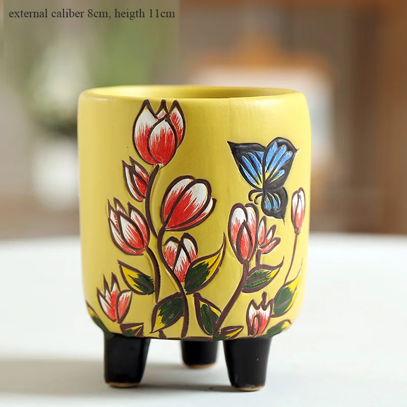 

Flower Pot painting Flowers Pot Succulent Cactus Pot Plant Garden Ceramic Planter Pots Outdoor Garden Home