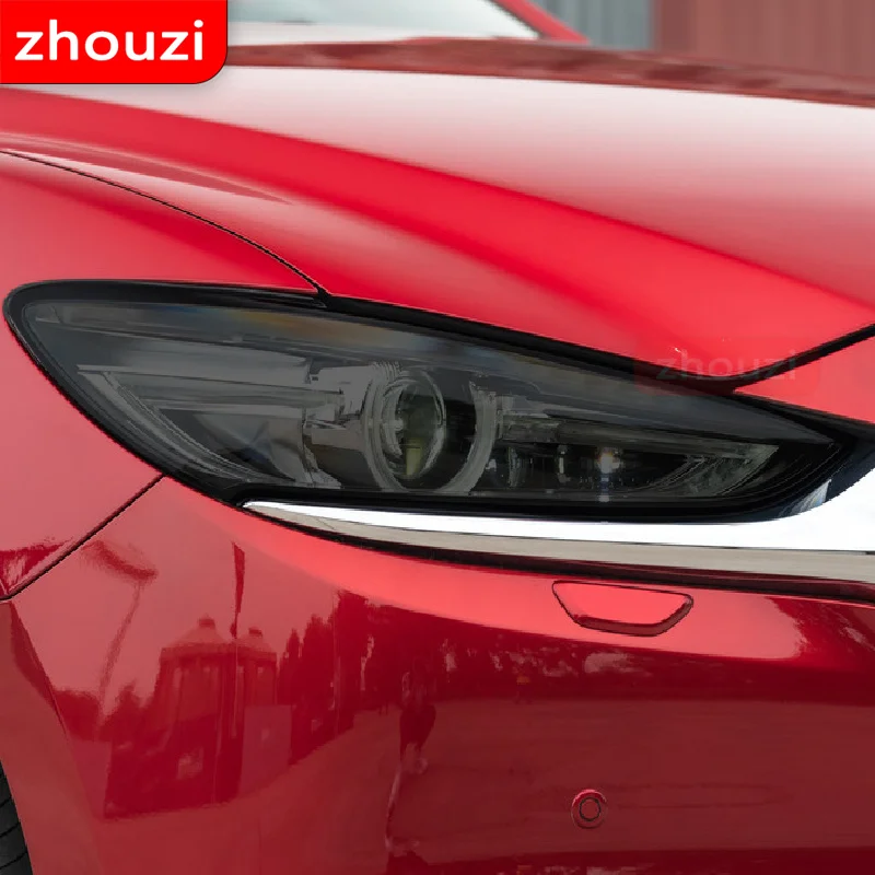 2 Pcs For Mazda 3 6 CX-3 CX-5 CX-9 Car Headlight Protector Tint Protective Film Front Light Transparent TPU Sticker Accessories