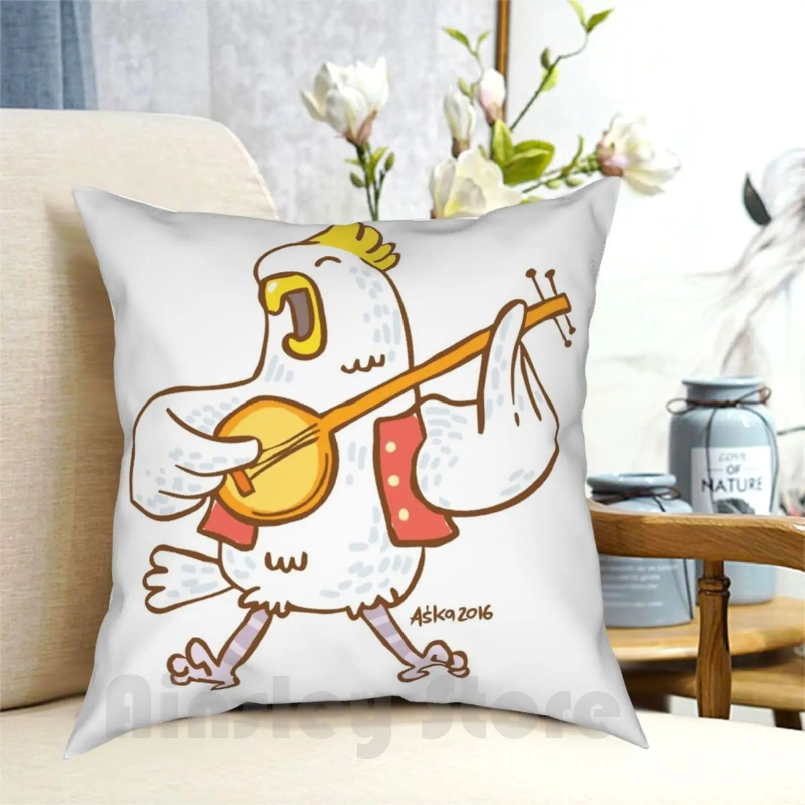 Aussie Cockatoo Pillow Case Printed Home Soft DIY Pillow cover Australian Australian Animal Cockatoo Happy Playing Music