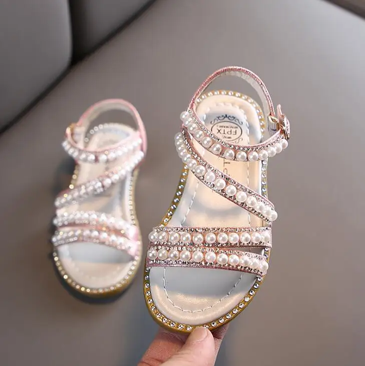 

Girl Sandals Summer Fashion Kids Baby Girls Bling Rhinestone Princess Single Sandals For Little Big Girl's Shoes