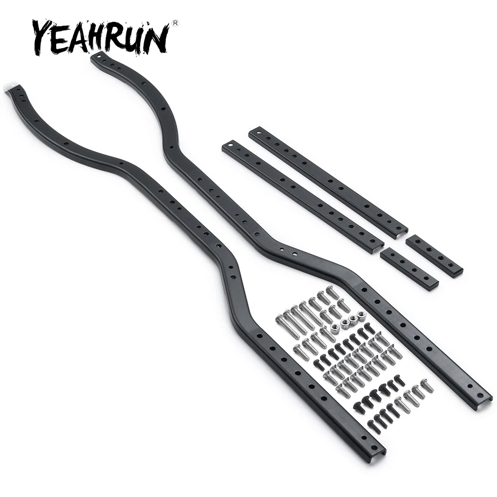 YEAHRUN Black Steel 6x6 Szyny ramy podwozia do Axial SCX10 90046 90047 1/10 RC Crawler Części samochodowe