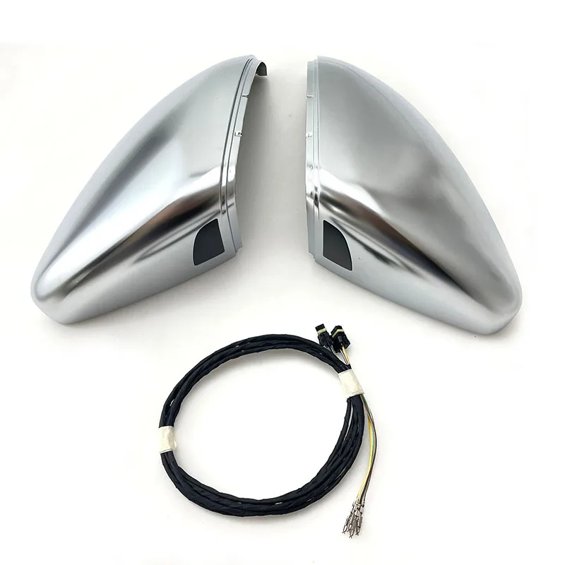 Side Mirror Case Chrome Door Wing Cover Cap With Lights For Golf 7 R mk7 7.5 