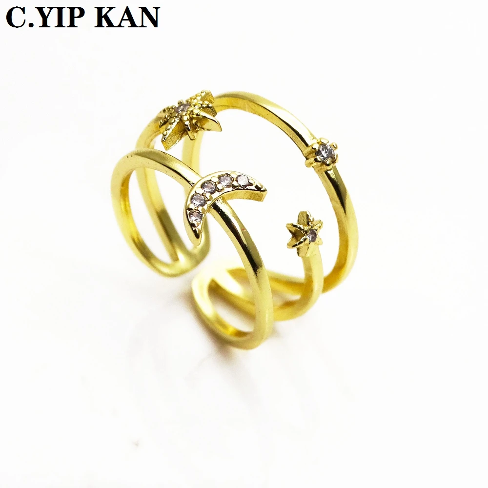 C.YIPKANAdjustable size open crystal women's ring micro set zircon snake ring for fashion girl party Jewelry Gift Ring Width 9mm