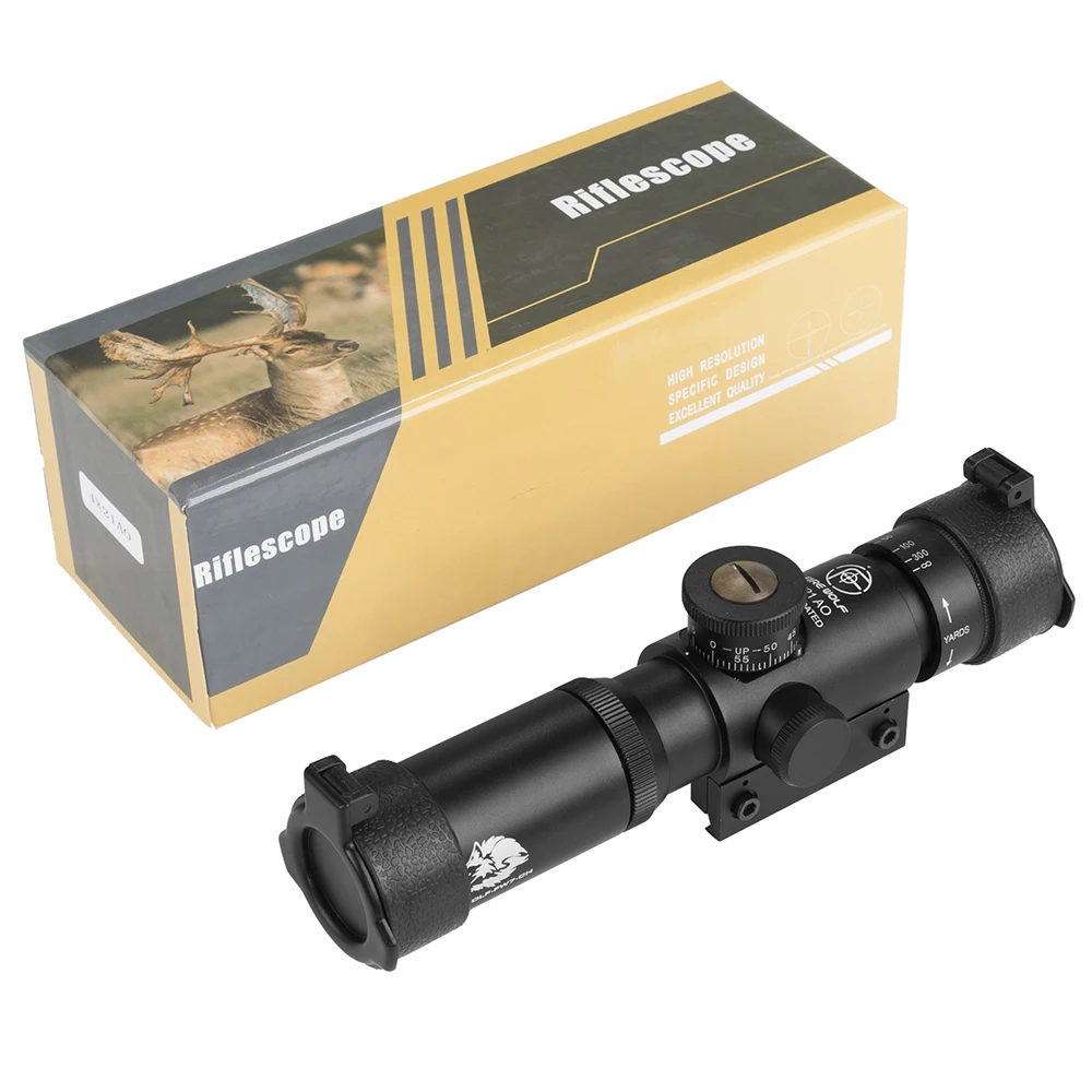 Imagem -04 - Fogo Lobo 4x21 Compacto Caça Rifle de ar Scope Tactical Vidro de Visão Óptica Gravado Riflescopes Retículo com Aleta Tampas de Lente Aberta