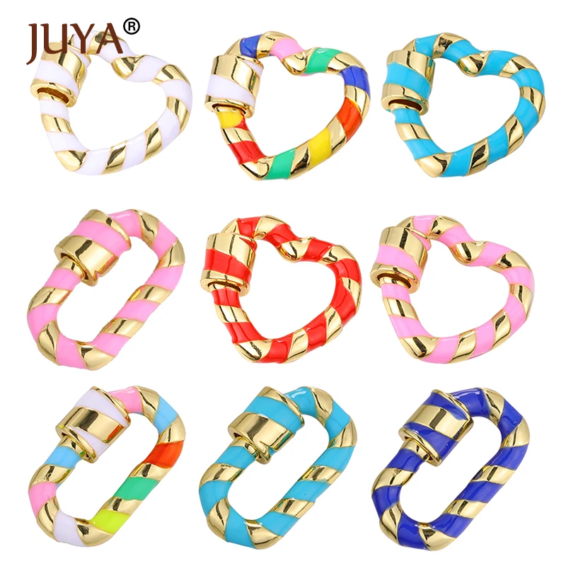 

JUYA Jewelry Making Enamel Screw Heart Pendants Clasps Rainbow Lock Carabiner for Women Bracelet Necklaces Hand Made Accessories