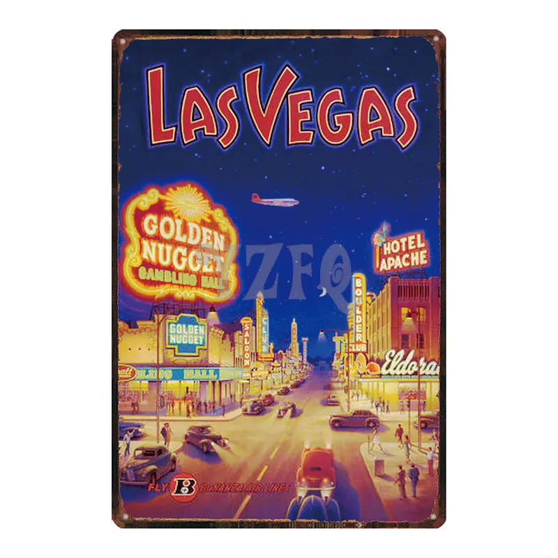 Las Vegas Tourism City  Metal Sign  Wall Art  Bar  Home Restaurant Vintage  Decor Unique Gift DU-3672A