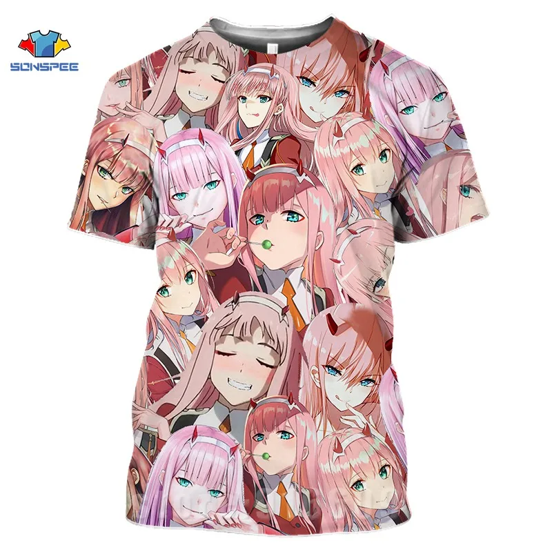 Funny Sexy Anime Gril Shirts 3D Harajuku Print Men Women Tshirts Fashion T-shirt Kids DARLING In The FRANXX Zero Homme Tshirt