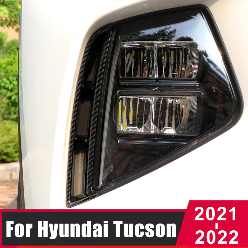 

For Hyundai Tucson NX4 Hybrid 2021 2022 Car Front Fog Light Eyebrow Frame Cover Trim Protector ABS Chrome Strip Exterior Styling