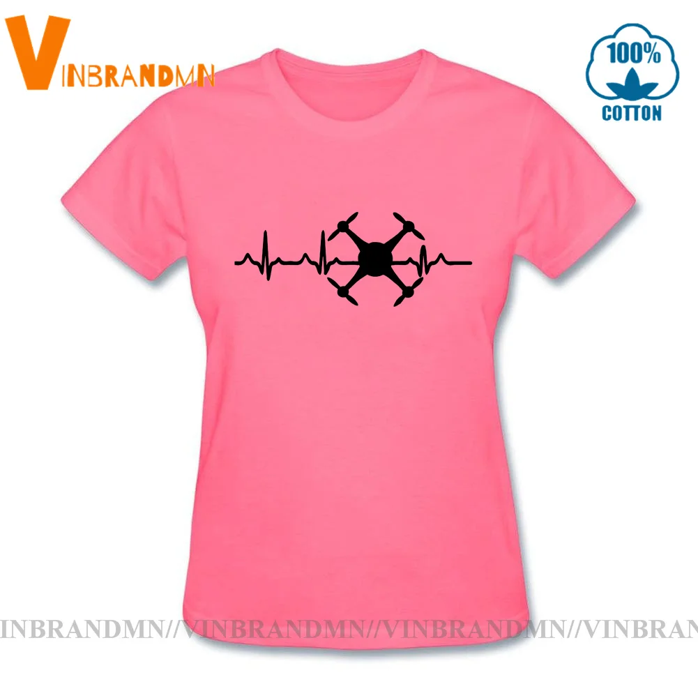 New style pilot unmanned aerial vehicle Women t shirt tee tops Evolution ekg heartbeat drohne drone cotton T-Shirt summer