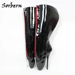 Sorbern stivali alti al ginocchio per donna tacchi a spillo rosa lucido stringate Dominatrix tacchi a spillo 18Cm tacchi a spillo chiavi scarpe Unisex