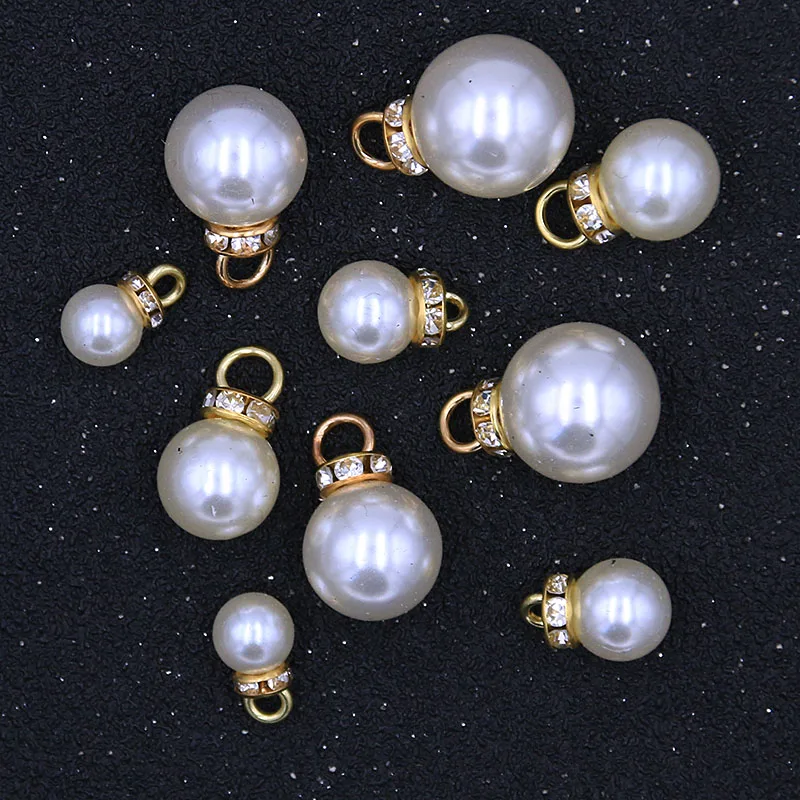 

30Pcs 8-20MM Ivory/White Charms Acrylic Pearl Pendants KC Gold Imitation Diamonds Beads For Necklace Earrings Making Material