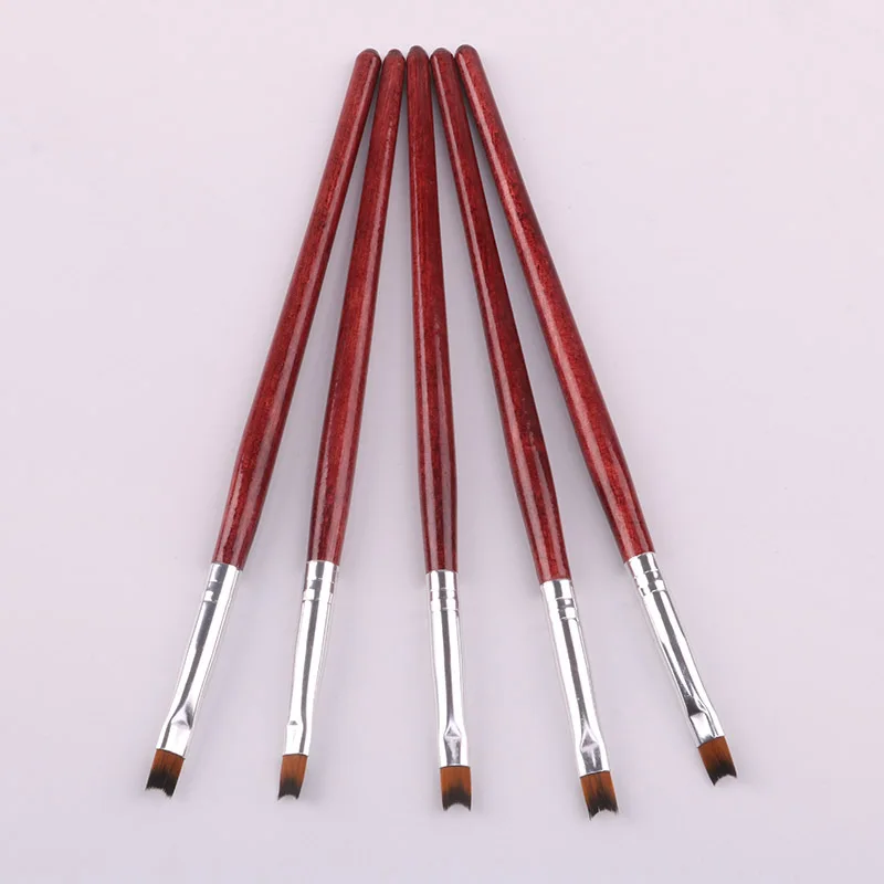 1pcs Mahogany Pole Nail Flower Pen Crescent Shaped  Acrylic UV Gel Nail Art Builder Brush Professional Painted Carved Nail Tool