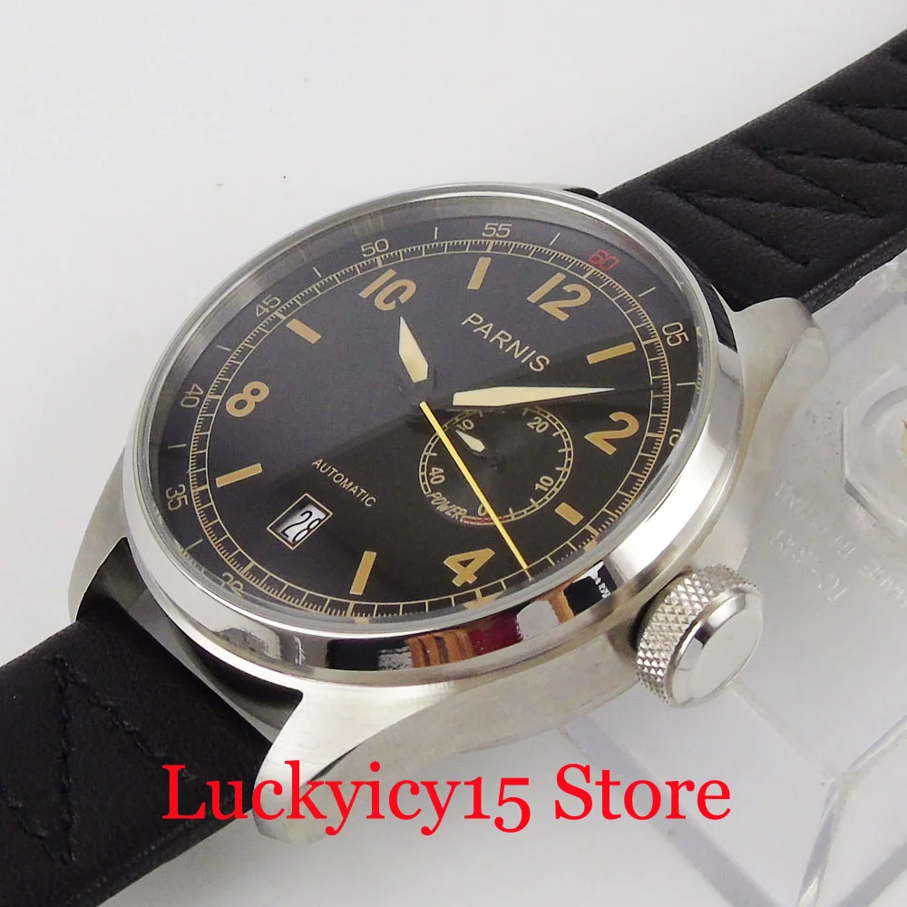 2020 New Arrival Classic Big Automatic 48mm Men Watch Date Window Brushed Case Leather Strap