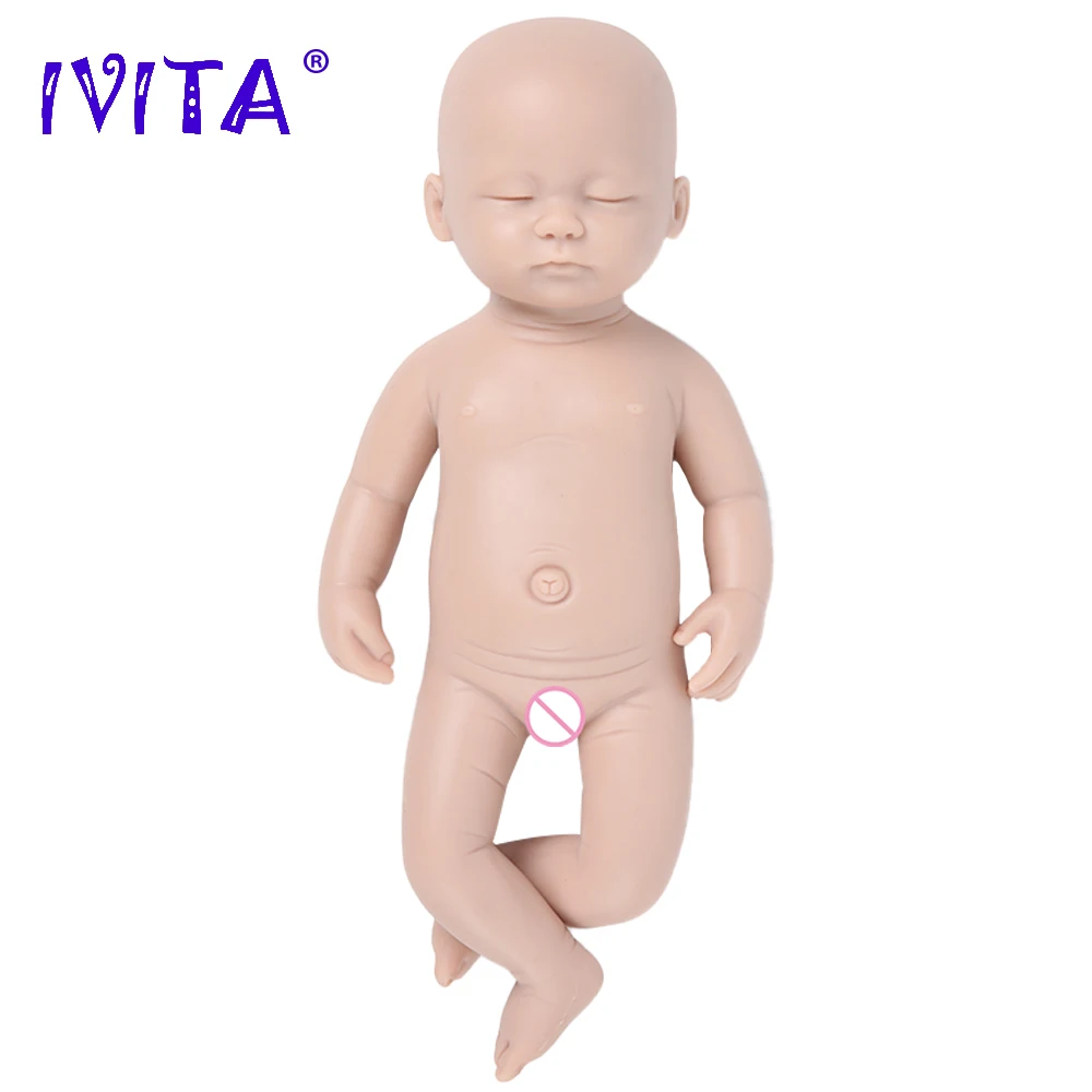 IVITA WG1509 15inch 1420g Full Body Silicone Reborn Baby Dolls Unpainted Unfinished Soft Girl Doll DIY Blank Children Toys