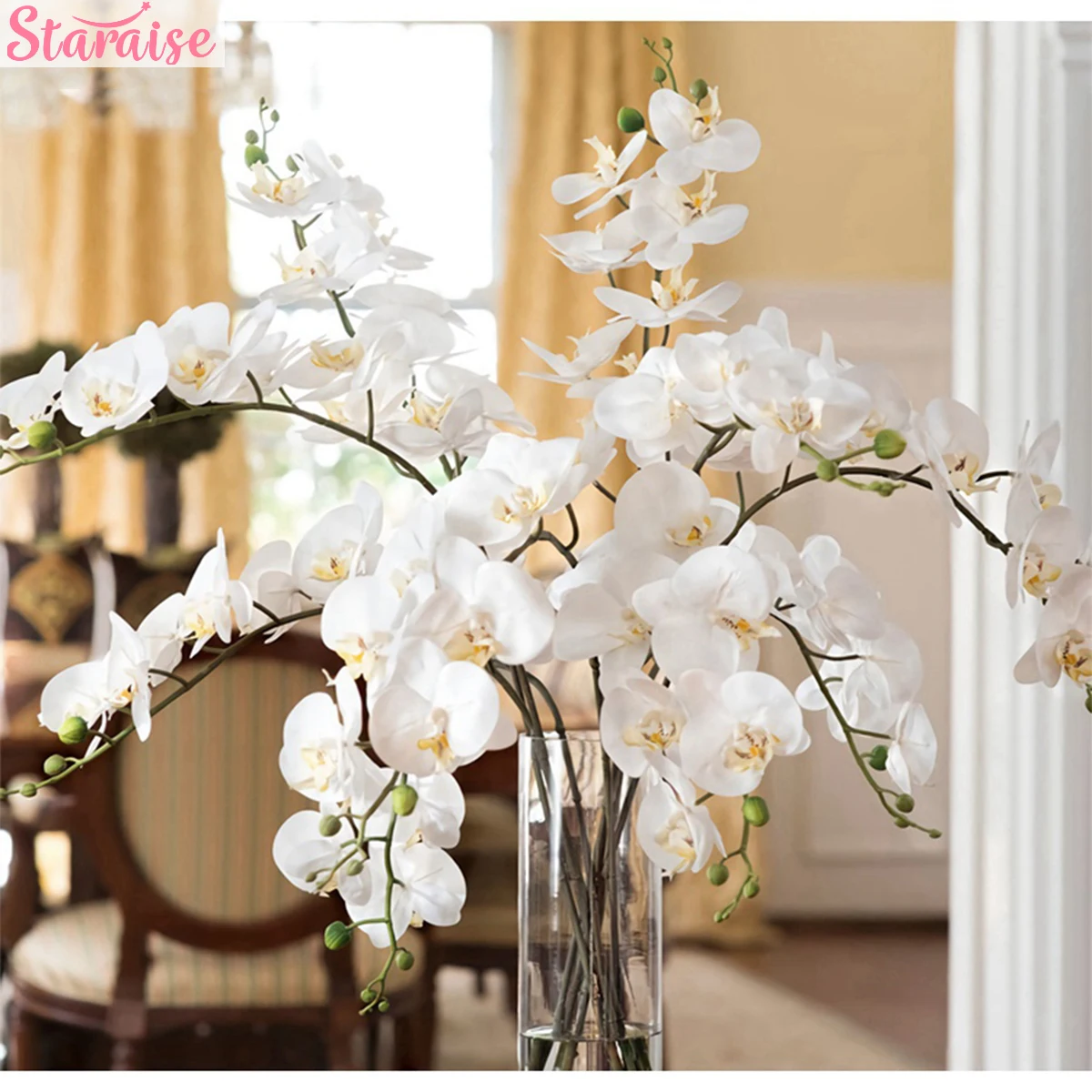 

Staraise White Phalaenopsis Orchid Artificial Orchid Flower for Wedding Party Decor Orchid Flower Bouquet Bridal Shower Decor