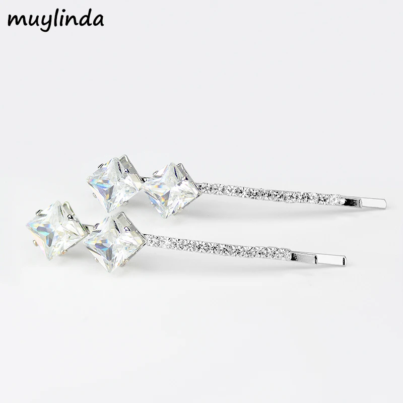 muylinda Zircon Hair Pin Clear Crystal Hairpin Clip Jewelry Wedding Bridal Hair Accessories  For Women