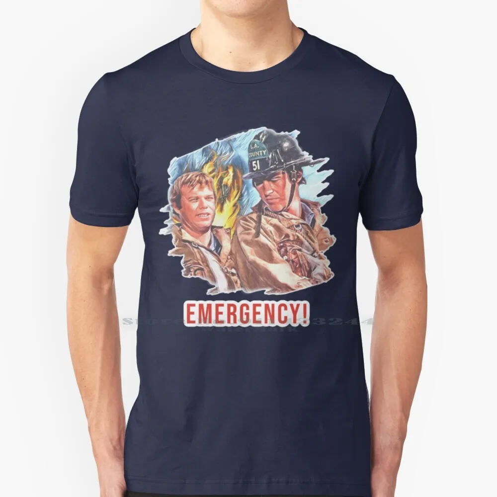 Emergency Tv Show Desoto And Gage 100% Cotton T Shirt Emergency Tv Show Roy Johnny Squad 51 Firefighters La County Boys For