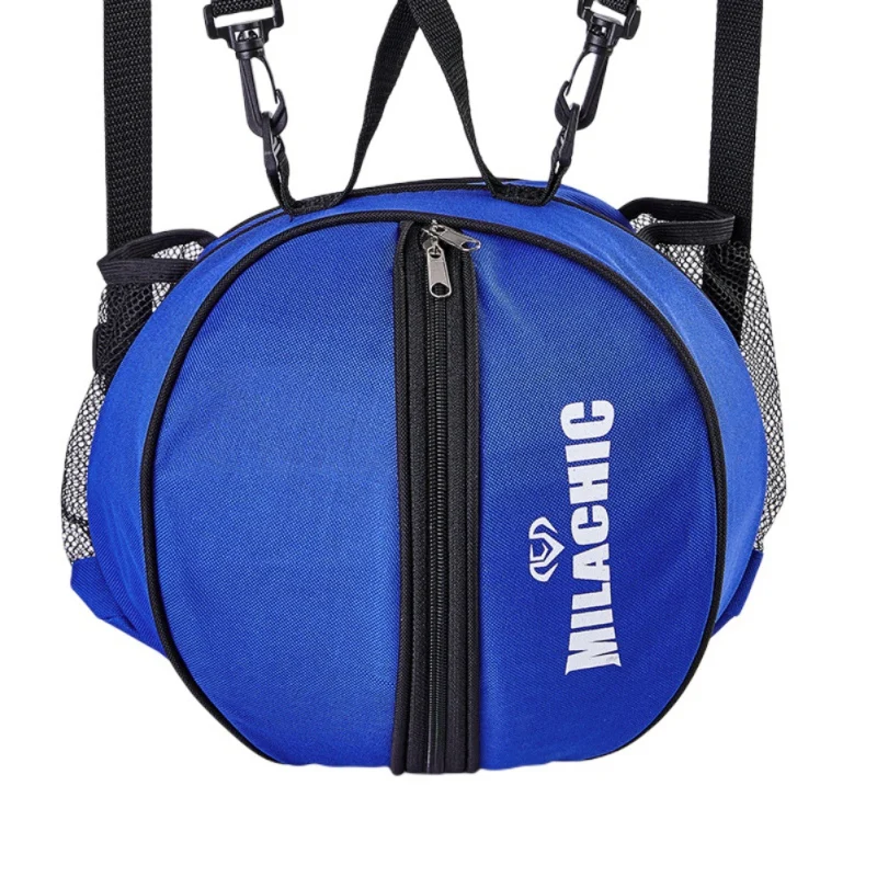 Basketball Shoulder Bag Single Soccer Volleyball Softball Storage Bag Round Sports Ball Bag (with 2 Side Pockets)