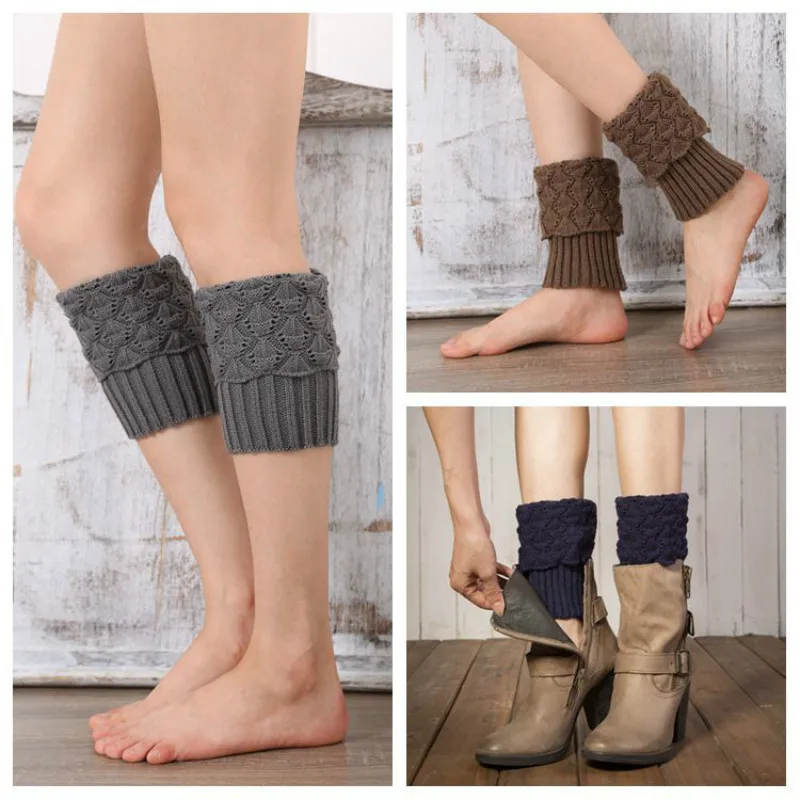 Autumn Winter Casual Womens Knitted Boot Knit Warm Leg Warmers Boot Socks Legs Warmers Shoes Set