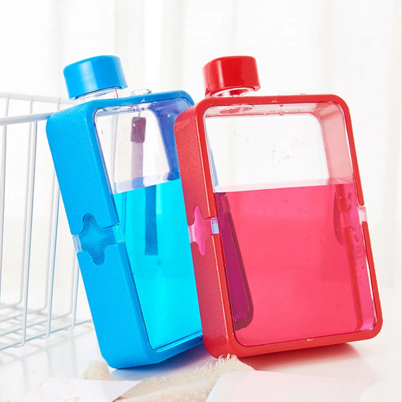 Water Cup Student Portable Sports Square Water Bottle Creative Notebook Plastic Water Cup Drop-proof and Leak-proof