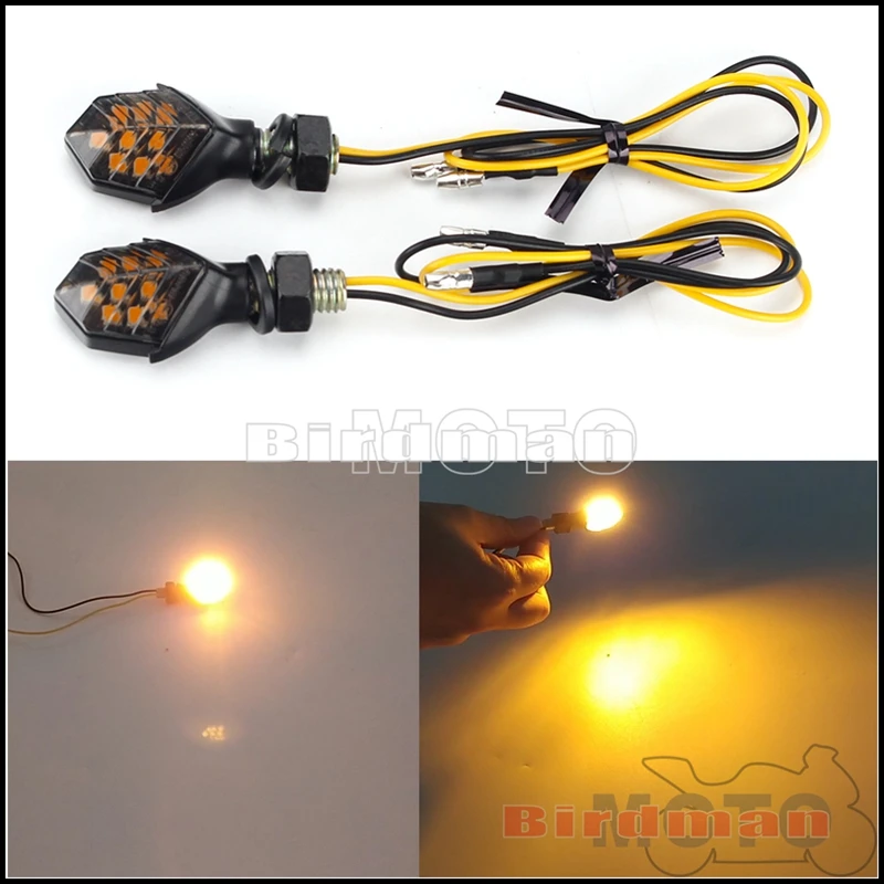 8mm 2PCS LED Motorcycle Turn Signal Light 12 SMD Tail Flasher Waterproof Blinker Lamp For Kawasaki Yamaha Hyosung Aprilia Honda