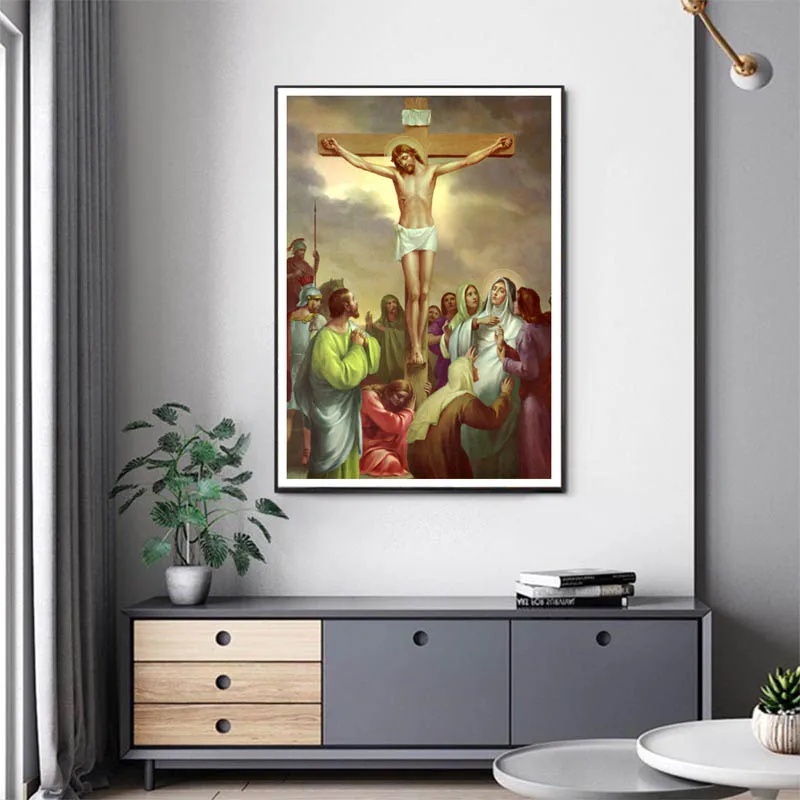 5D DIY TReligion Jesus Crucifixion Picture Diamond Painting Diamond Mosaic Cross Stitch Full Brick Embroidery  Home Decoration