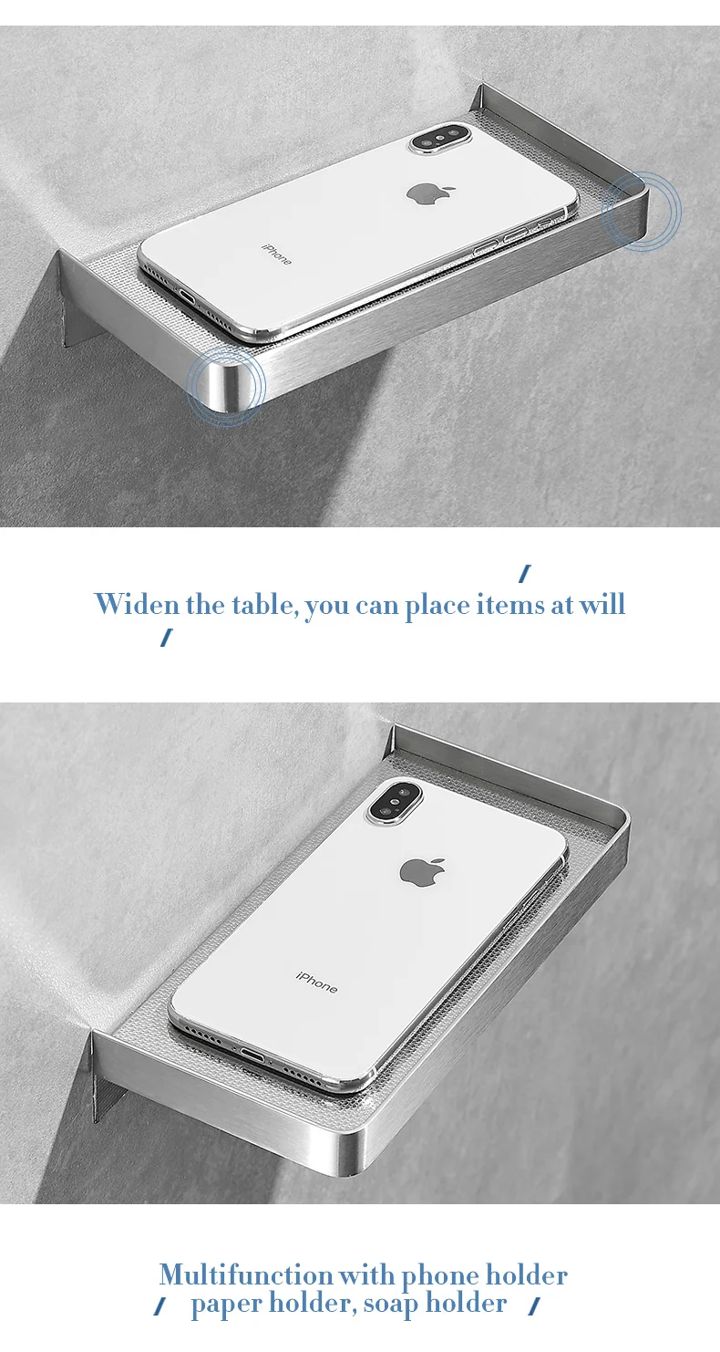 Falangshi Badezimmer Regal Telefon Lagerung Rack Regale Edelstahl Wand Halterung Dusche Korb Halter Telefon Halter WB8015 – Detail 5