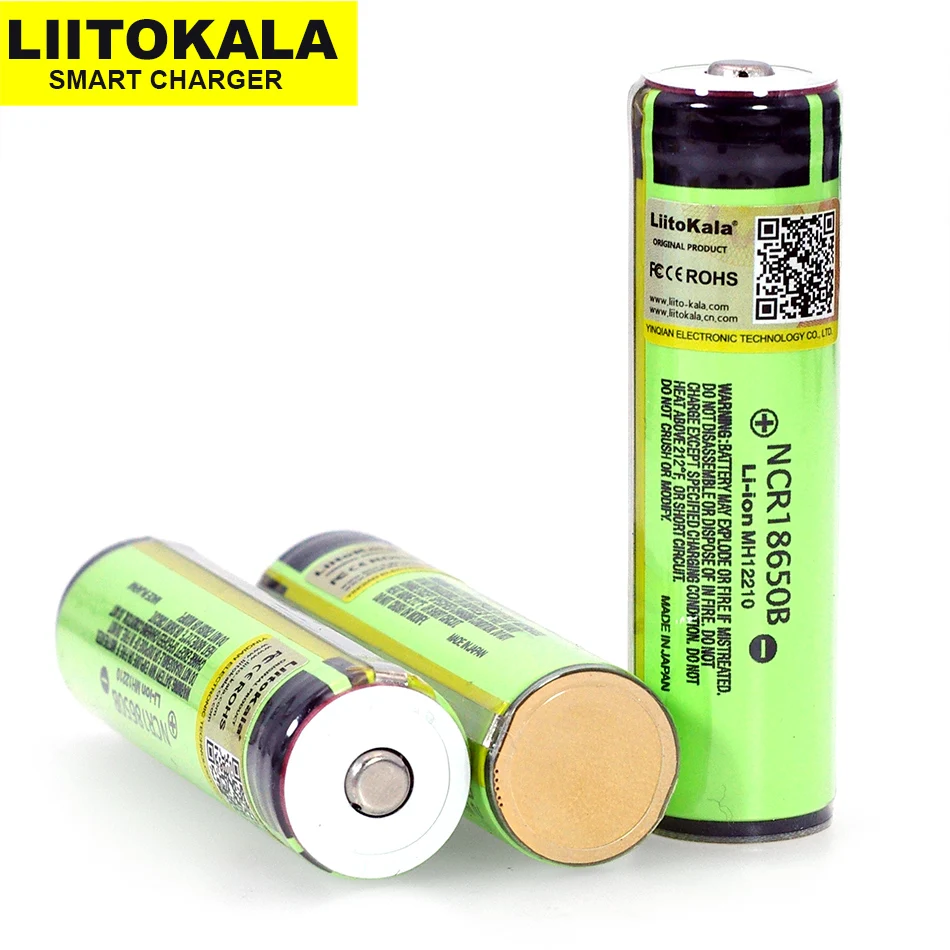 liitokala ncr18650b 3.7v 3400mah 18650 rechargeable lithium battery suitable for flashlight (without pcb) Power bank equipment