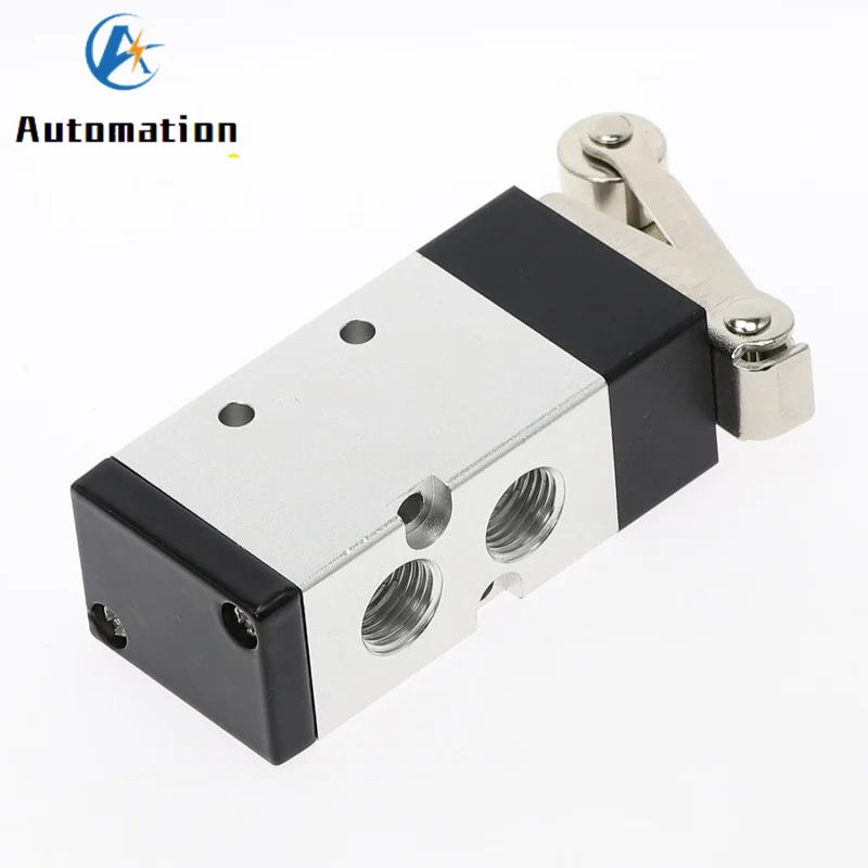 MV-09 Roller Lever 2 Position 5 Way Scroll Wheel Mechanical Valve MV522R Air Inlet Outlet 1/4\