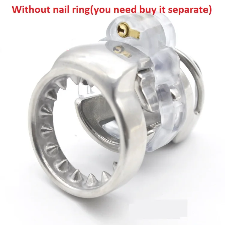 Stainless Steel 3D Male Short Cock Cage Detachable PA Lock Substitutable Nail Penis Ring Chastity Device BDSM Sex Toy A359