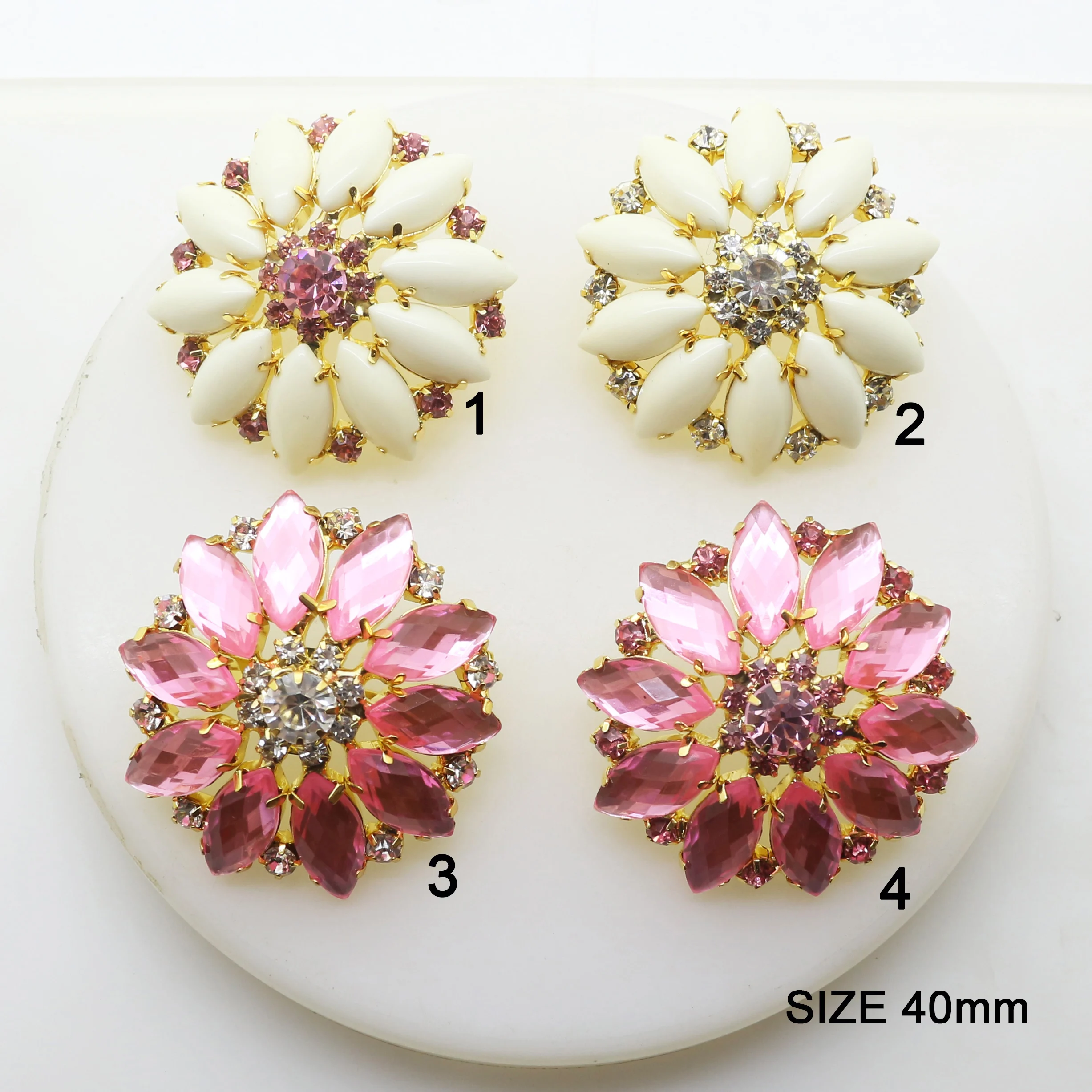 New Beautiful Rhinestone Flower 2pcs Button Sewing Decorative button Handmade DIY Jewelry Design Bucklel Lovely Party Production