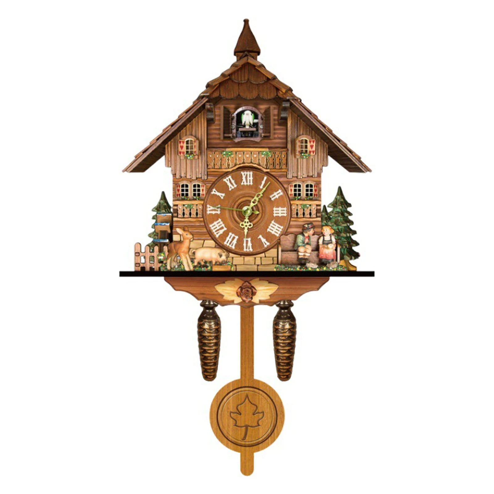 

German Black Forest Cuckoo Clock Retro Nordic Style Cuckoo Wall Clock Home Decoration Home Decor 26X6X14CM WWO