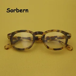 Medium Small Vintage Round Handmade Tokyo Tortoise Acetate Eyeglasses Frames Men Women Retro Rivet Glasses Eyewear Prescription