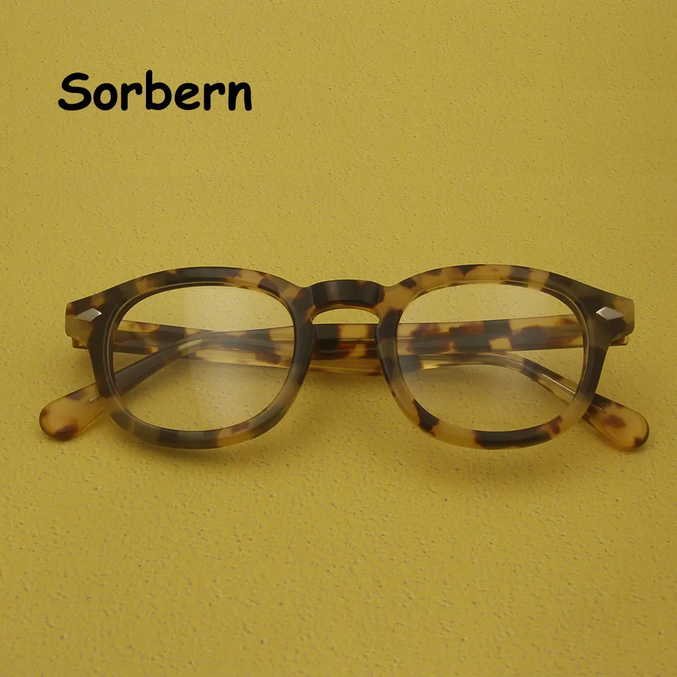 Medium Small Vintage Round Handmade Tokyo Tortoise Acetate Eyeglasses Frames Men Women Retro Rivet Glasses Eyewear Prescription