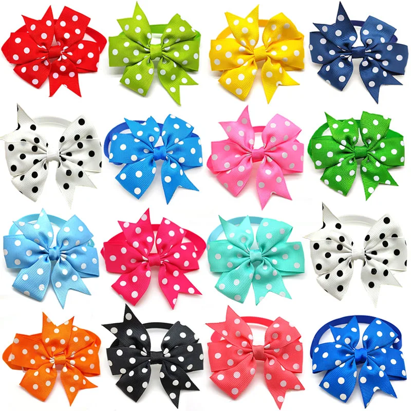 30 Pcs Pet Grooming Supplies Dot Design Puppy Dog Cat Bow Ties Necktie Adjustable Dog Collar Dog Accessories Bowties