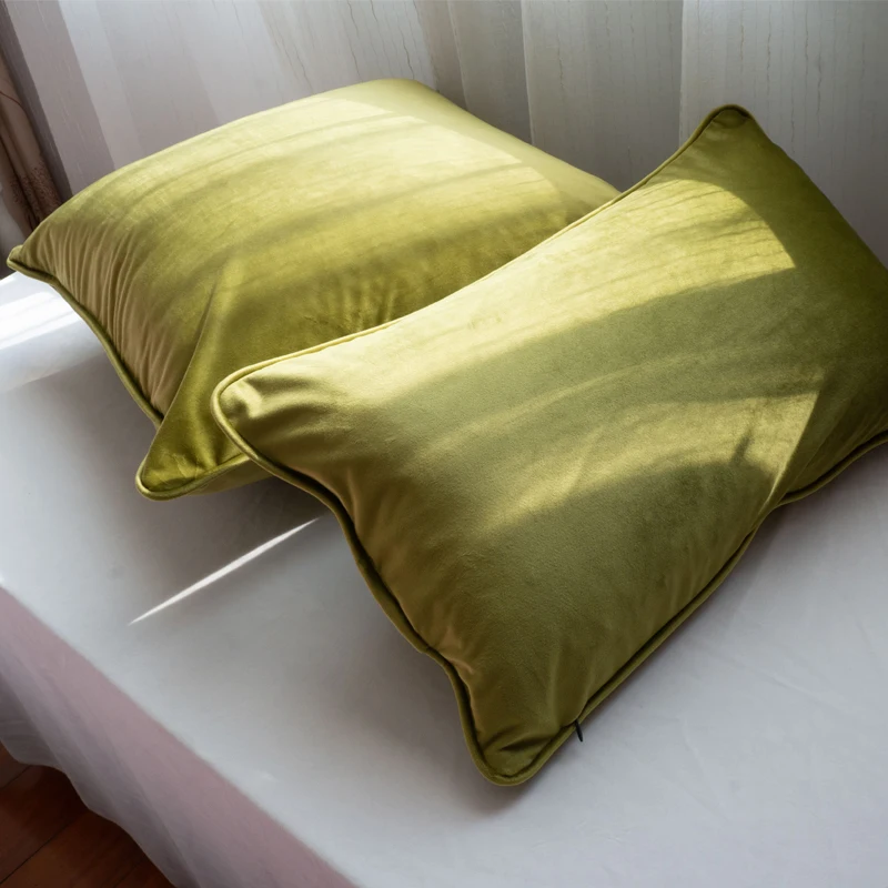 Soft Luxury Gold Green Velvet Cushion Cover Pillow Case Bed Sofa Pillow Cover Piping Design No Balling-up Without Stuffing