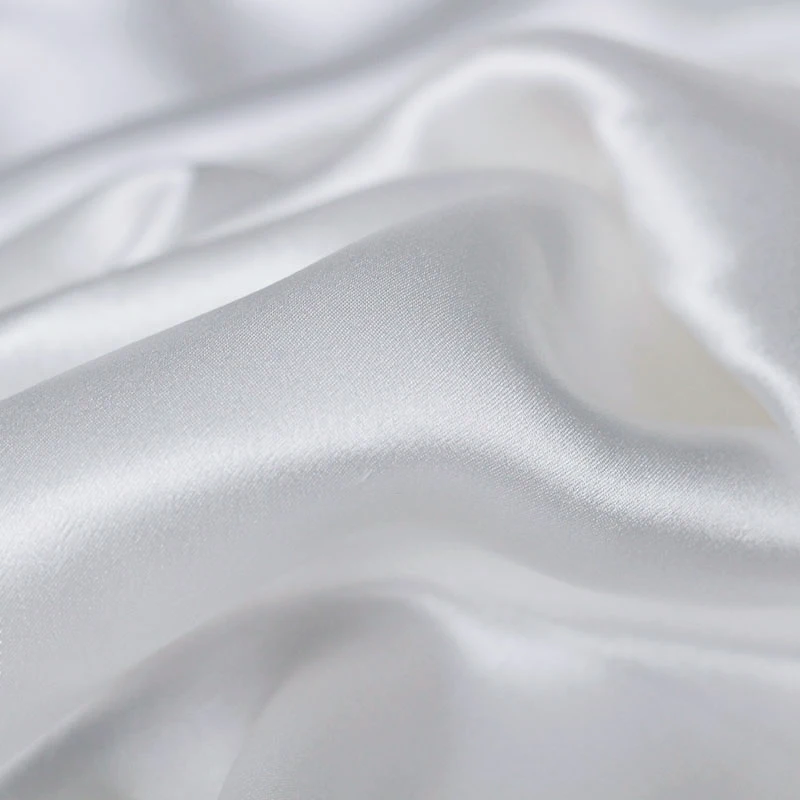 100cm*114cm Pure White Silk Charmeuse Fabric Glossy Natural Silk Satin Material For Gown