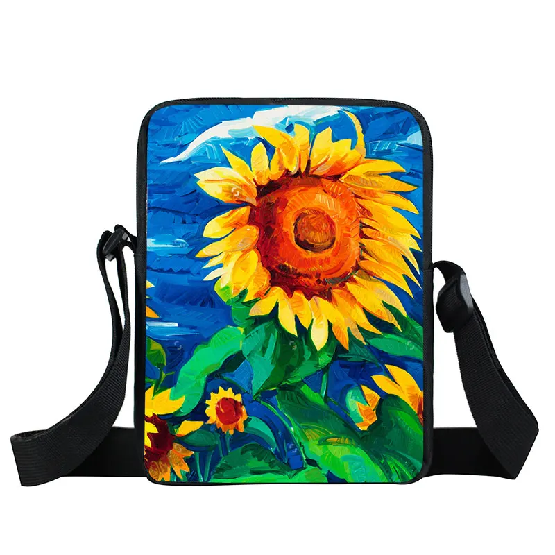 

Van Gogh Sunflowers Messenger Bags Women Handbags Starry Night Sunflower Shoulder Bag Girls Crossbody Bag Small Satchel Bookbag