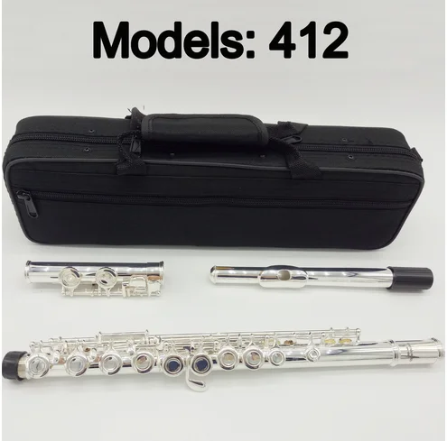 

Free Shipping Flute 412 Silver Plated Professional Flute Instrument Intermediate Student Flutes C Leg 16 Holes Closed E Key