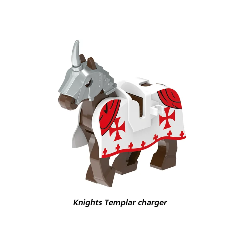 Medieval War Horse Building Block Knight Figures Mounts Soldier Accessories Helmet Shield Weapons Sword Parts Brick Toys C279