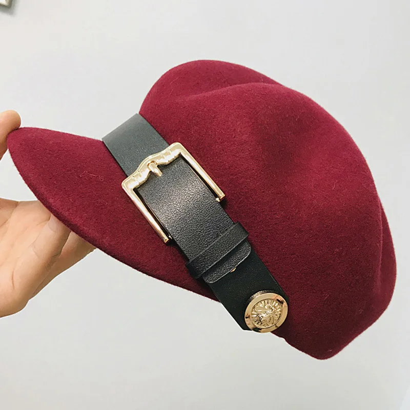 NEW Fashion Women Newsboy Cap Wool Visor Beret Hat for Ladies Merino Wool Baker Boy Cap for Ladies Painter Newsy Cabbie Hat