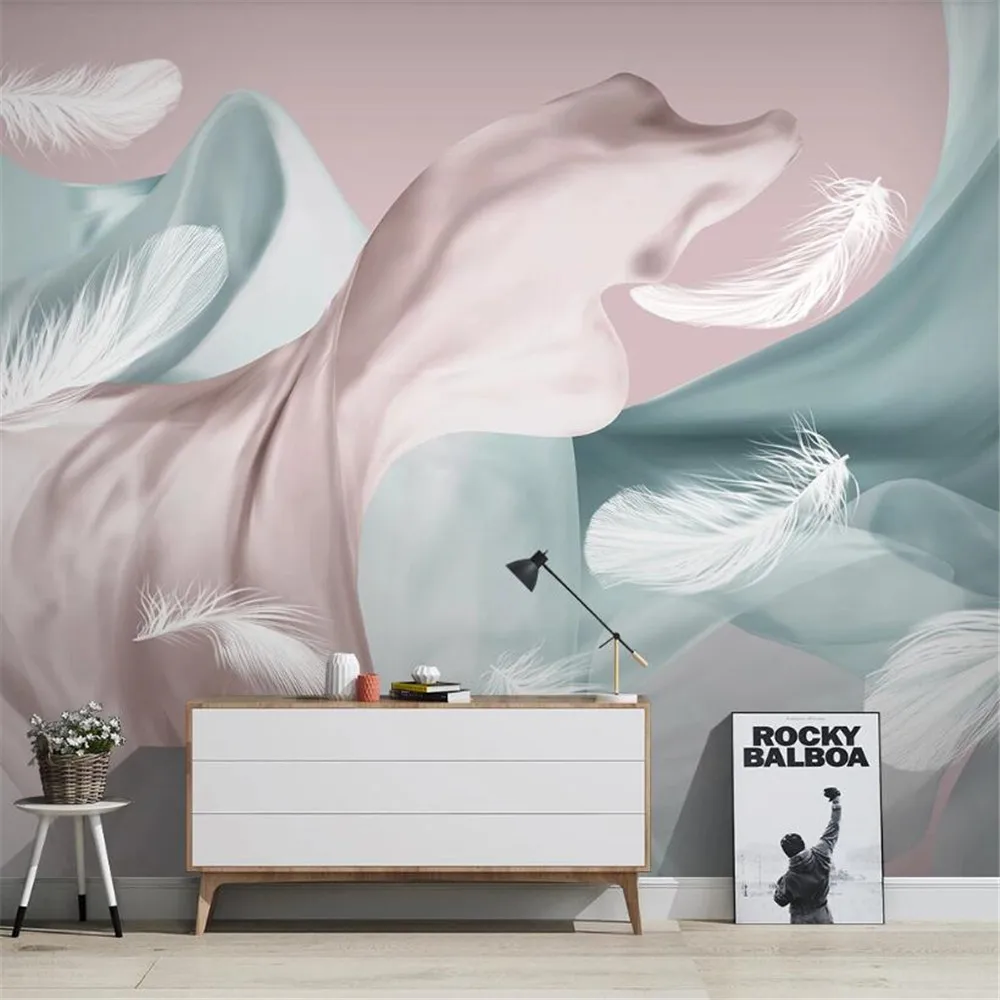 

milofi custom wallpaper mural 3D nordic modern silk feather abstract background wallpaper mural