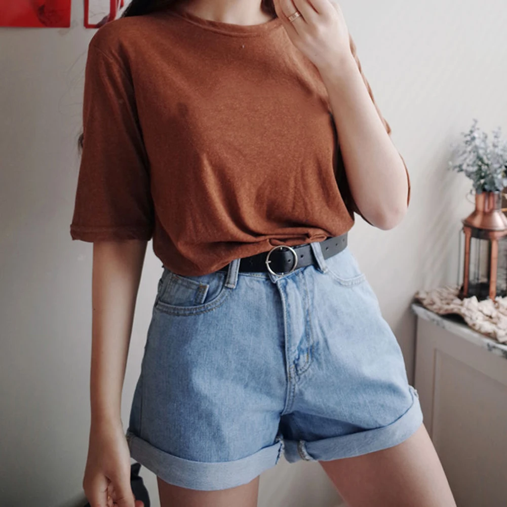 Women's Denim Shorts Classic Vintage High Waist Curled Leg Female Casual Summer Ladies All-Match Shorts Jeans For Women New