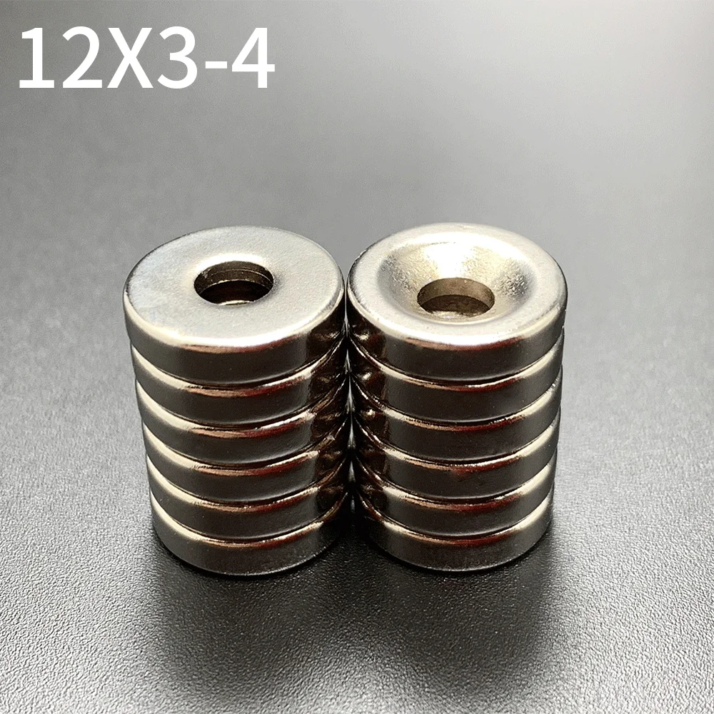 50Pcs 12x3-4 Neodymium Magnet 12 x 3 Hole 4 N35 NdFeB Round Super Powerful Strong Permanent Magnetic imanes