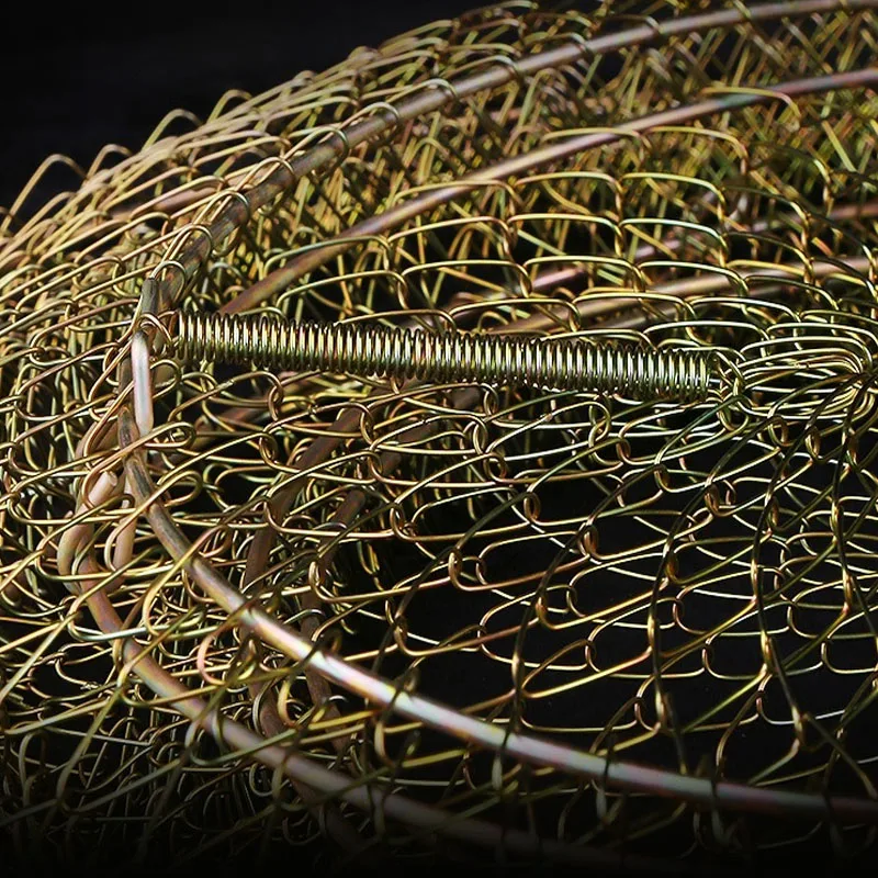 Durable Foldable Stainless Steel Wire Fishing Basket Cage Prawn Shrimp Minnow Bait Trap lure Net Sea Tackle mesh portable