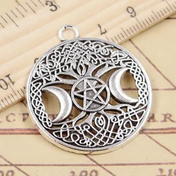 10pcs Charms Tree Of Life Norse Viking Moon Star 39x34mm Tibetan Bronze Silver Color Pendant Antique Making DIY Handmade Jewelry