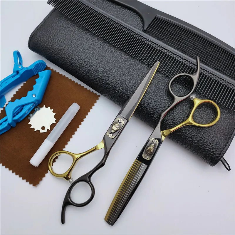 6inch Professional Hairdressing Scissors Thinning Barber Scissors Set Hair Cutting Shears Hair cutter  9CR13 wolf mark