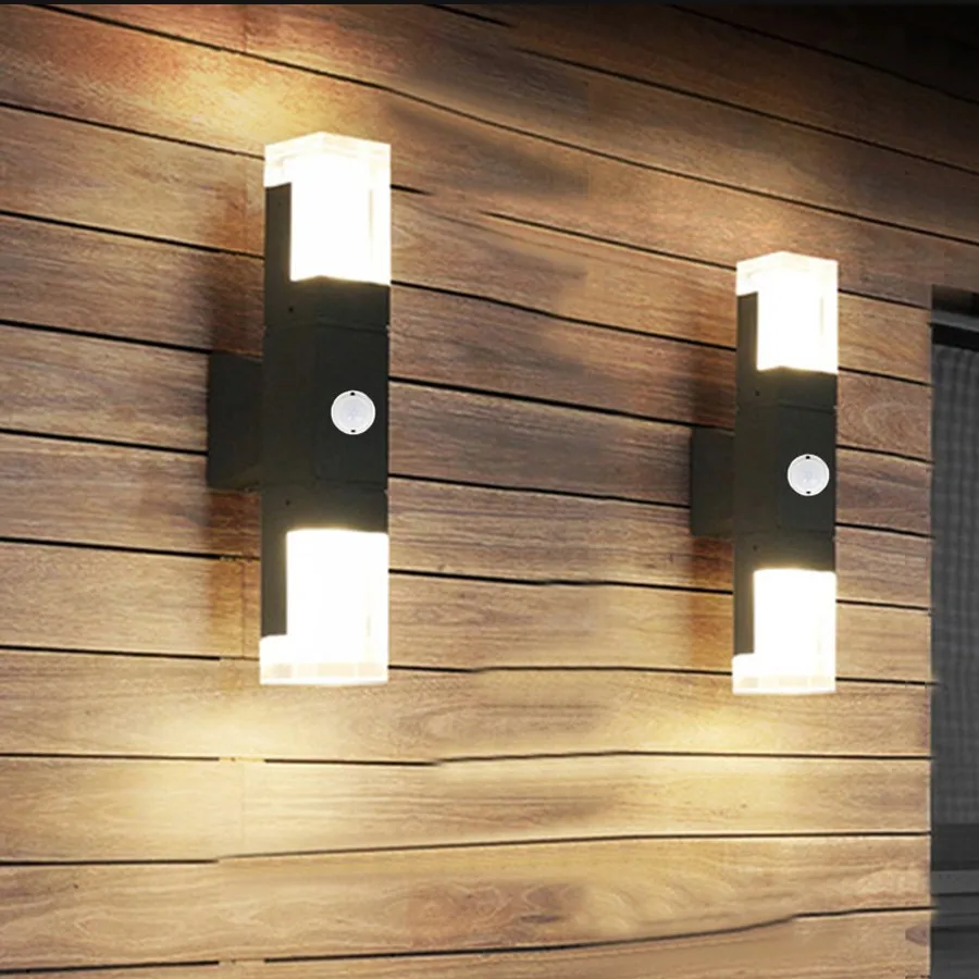 1Pcs Moderne Pir Motion Sensor Outdoor Wandlamp Waterdichte Acryl Tuin Veranda Wandlamp Villa Hotel Gangpad Gang Sconces