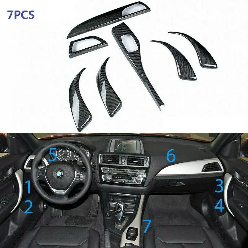 Dry Carbon Fiber Car Interior Decorative Trims Interior Cover Moulding Accessories for BMW F20 F21 F22 120i M135i 118i 7PCS